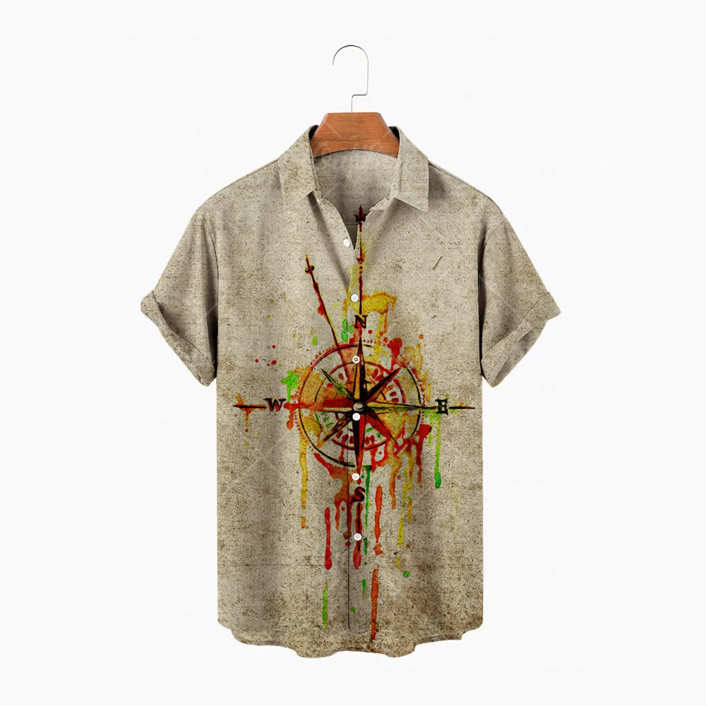 

Fashion Bitcoin Print Hawaii Aloha Shirt Men's 2022 Summer New Short Sleeve Beach Shirt Men's Holiday Party Vacation Clothing