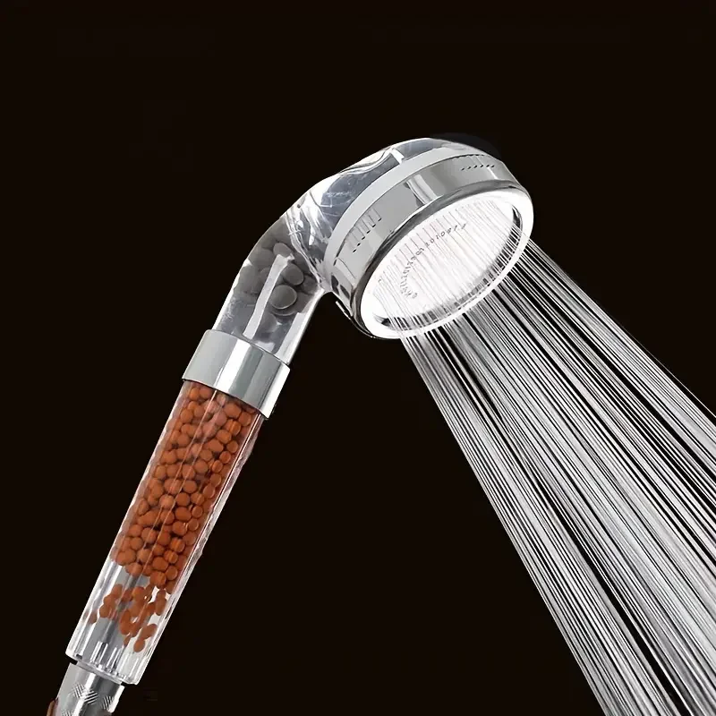 1pc Filtered Shower Head ABS High Pressure Water Saving Spray Handheld Clear Showerheads with With Filter Beads for Bathroom