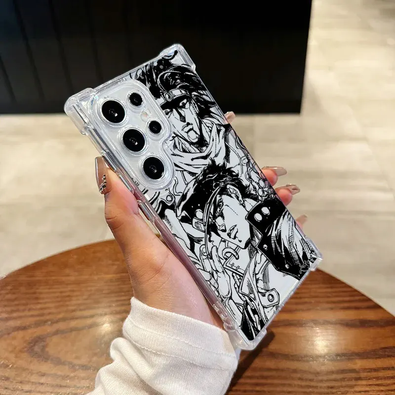 Anime-Inspired JOJO Kujo Jotaro Clear Shockproof Phone Case with Silicon Cover