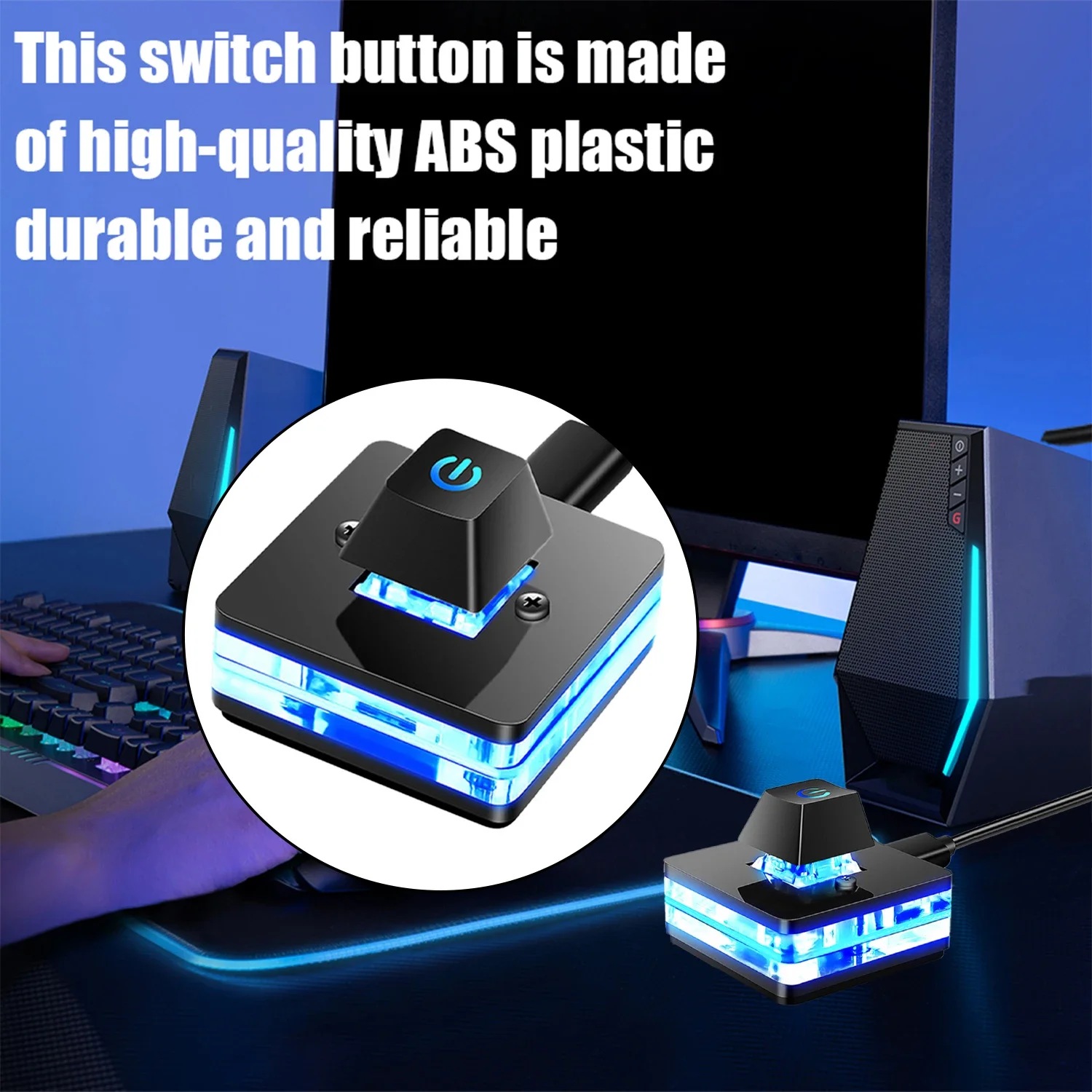 Computer Desktop Power Switch Cable LED Light PC Motherboard External Start Power On/Off Button Extension Cable for Home Office