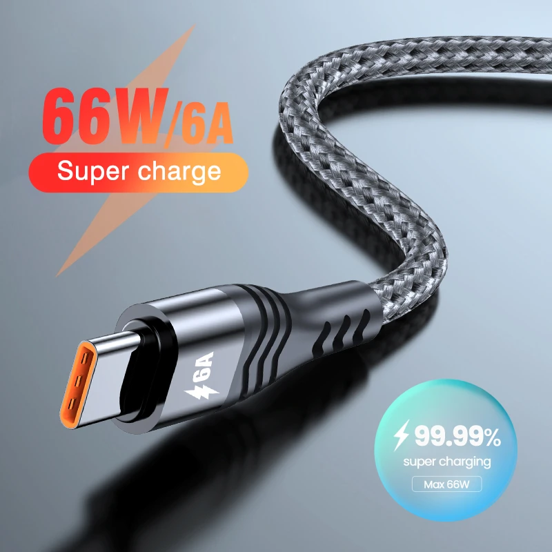 type of charger for android 6A 66W USB Type C Cable Fast Charging Cable 5A Data Cord Charger Cord For Samsung S20 Xiaomi Huawei P40 Pro 3M/2M/1M android charger