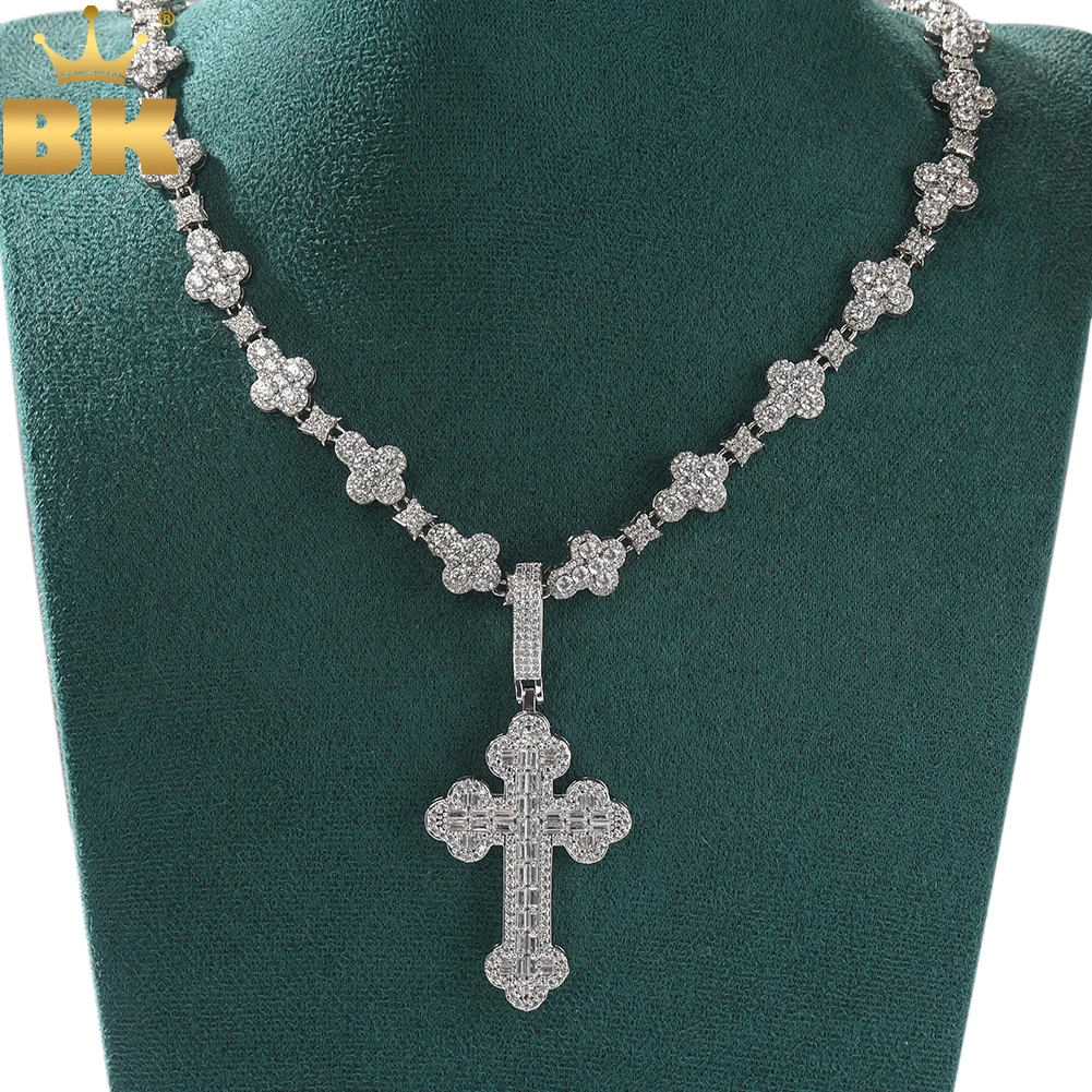 ストーン付きクロスペンダントネックレス ステンレス クロスネックレス ストーンネックレス シルバー ベネチアン