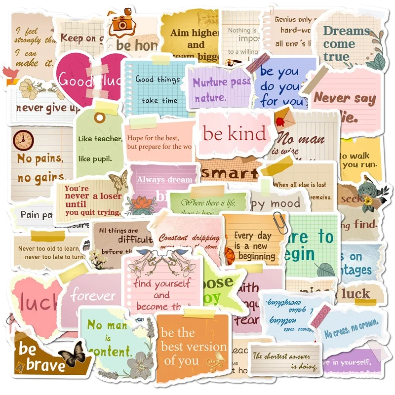 

50PCS Fresh Tear Up Series PVC Sticker Aesthetic Korean Stationery Hand Accounting Decoration Scrapbooking Supplies for Kids