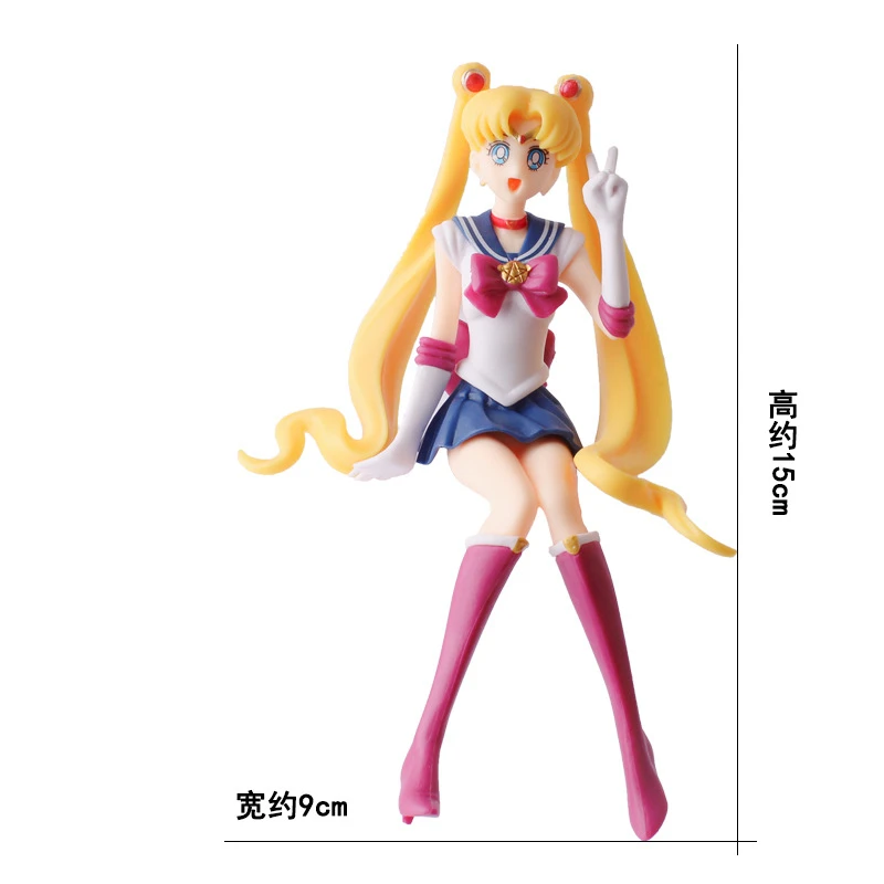 Sailor Moon Figure Anime Cartoon Jupiter Makoto Venus Minako Tsukino Rabbit Doll Toy Little Princess Cake Decoration Ornaments - Bilde 4