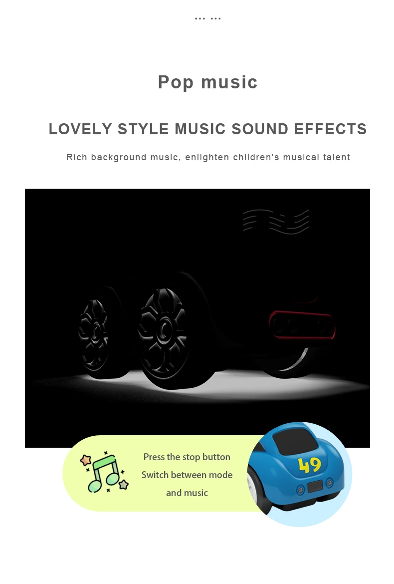 RC Intelligent Sensor Remote Control Cartoon Mini Car Remote Control Electric Car Smart Music Lighting Children Toys Gift