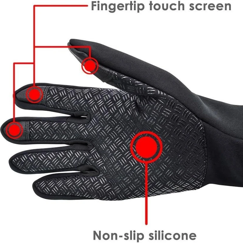 Winter Gloves for Men Waterproof Windproof Cold Gloves Snowboard Motorcycle Riding Driving Warm Touchscreen Zipper Glove