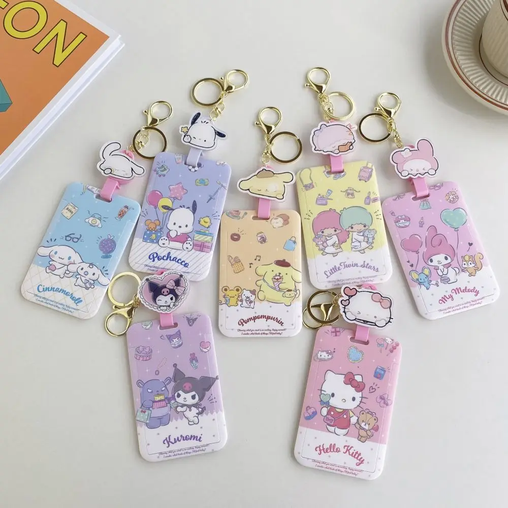 

Sanrio Card Bus Card Holder Kawaii Kuromi Pochacco Hello Kitty My Melody Students Meal Id Card Credit Storage Case Keychain Gift