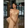 One Shoulder Light Wedding Dress Simple Backless Bride's Wedding Dress White Elegant Bow Trailing Dress Plus Size Customized 6
