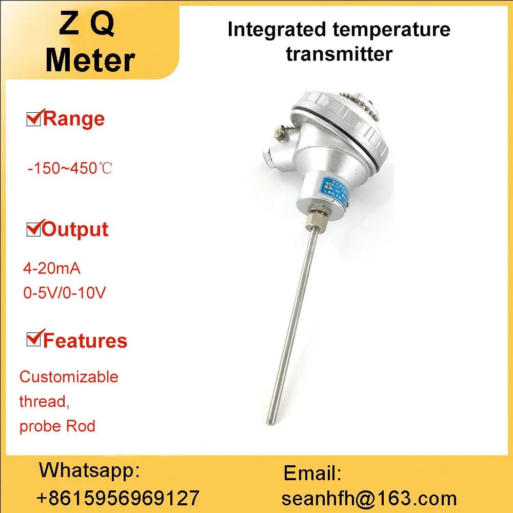 Thermal resistance pt100 temperature sensor temperature sensor integrated  temperature transmitter 4-20ma module