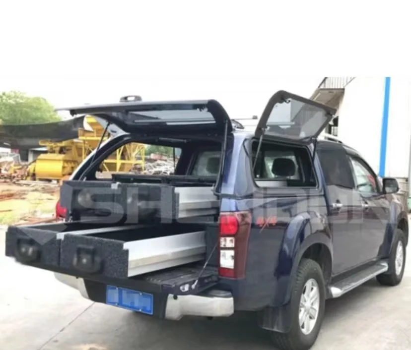 

Pickup camping double drawer travel storage drawer system 4X4 UTE aluminum alloy