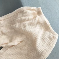 Été corée enfants pantalons décontracté filles garçons coton lin couleur unie ample plissé pantalon pantalon filles taille haute sarouel 4