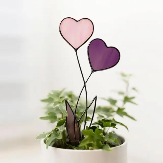 Színes Fém Szív Tét Virágfém Folttal Szerelmi Virágjel Udvari Betét Dekoráció Korrózió-Rezisztens Vízálló Udvar - Image 2