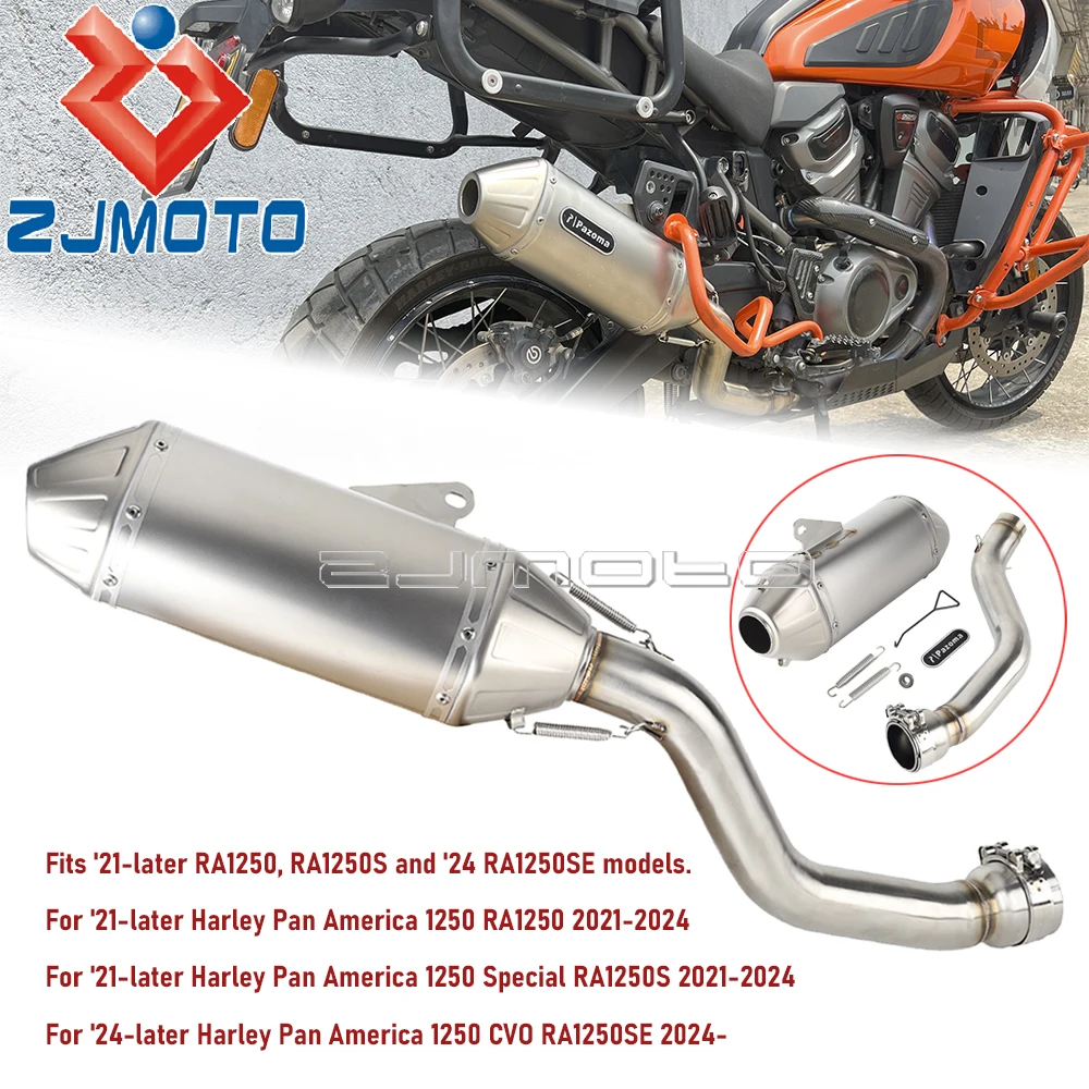 

Motorcycle Exhaust Muffler System Slip-On Pipe Steel Silencer Tube For Harley Pan America 1250 Special CVO RA1250 S SE 2021-2024