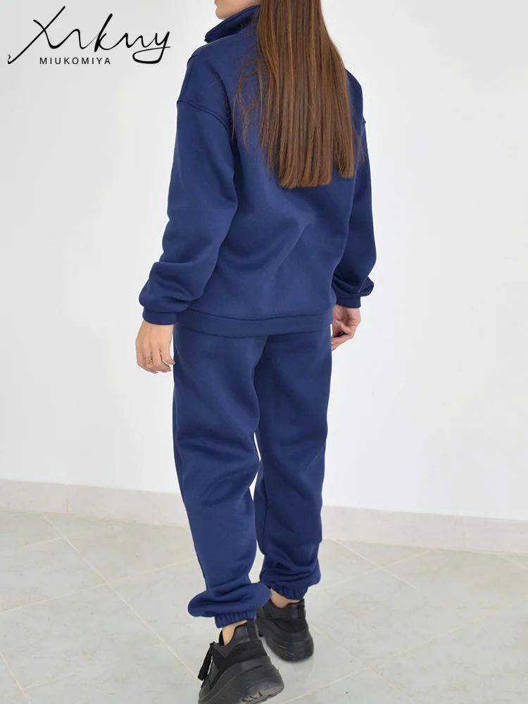 Women's Thick Fleece Tracksuit Winter Two Piece Pants Set