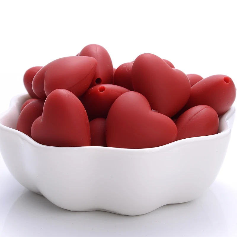 thumbnail image 1 of 10/20 cuentas de silicona con forma de corazón de 18 x 20 mm, aptas para alimentos para bebés, para hacer joyas, pinzas para chupetes, sin BPA, 1 of 5