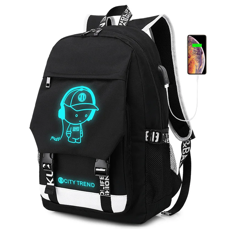 

Student School Backpack 3D Luminous Animation USB Charge School bag for Teenager boy anti-theft children's backpack schoolbags