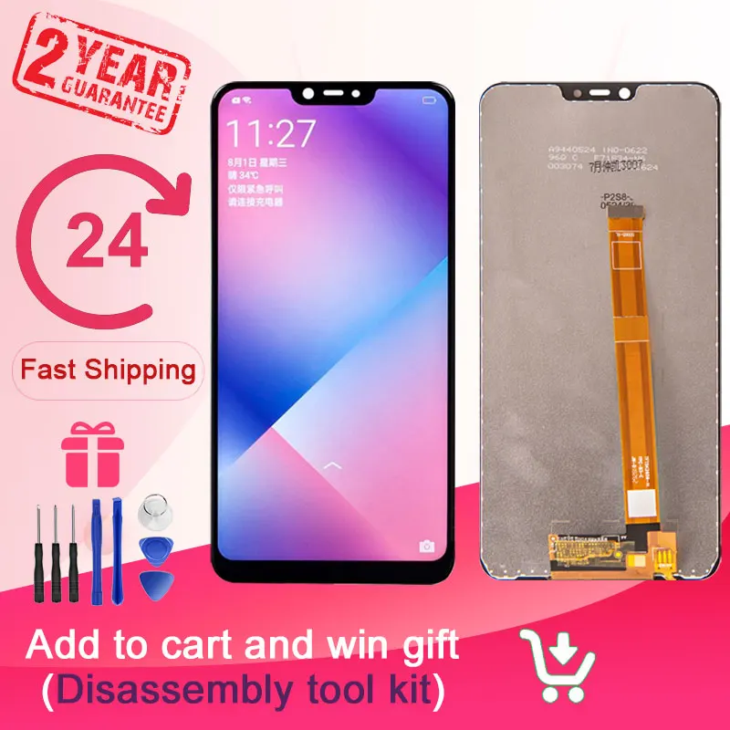 

6.2" LCD for OPPO A5 A3s CPH1803 Display Touch Screen Digitizer Assembly for Oppo A3S LCD Replacement Parts+Repair Tools