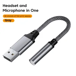 Universal USB to 3.5mm Audio Adapter for Headsets and Microphones (Gray)