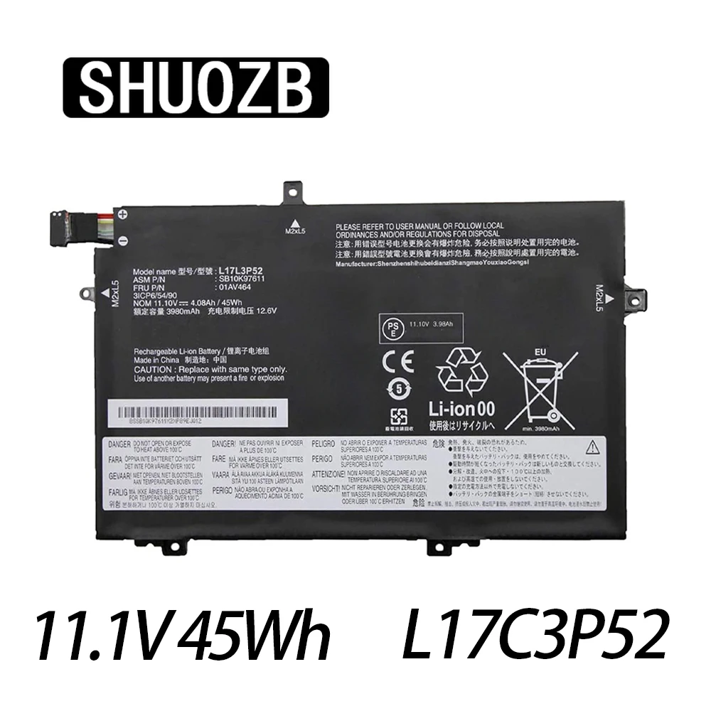 

L17M3P53 Laptop Battery For Lenovo ThinkPad L480 L580 L480-20LT L17C3P52 L17M3P54 SB10K97611 SB10K97612 01AV464 01AV465 01AV466