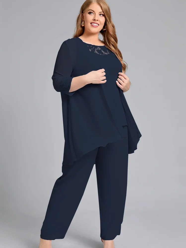 Plus Size Mother of the Bride Pant Suit Solid Color Three Pieces Set Outfit Sets for Wedding Guest Evening Party Clothing mini dress 90s women sheeny draped summer party wedding guest homecoming slip sleeveless satin sexy a line fitted waist cocktail dress xs light coffee