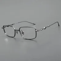 2025 модные корейские титановые очки в оправе, мужские квадратные очки в стиле ретро, прямоугольные очки, женские оптические линзы по рецепту — изображение 2