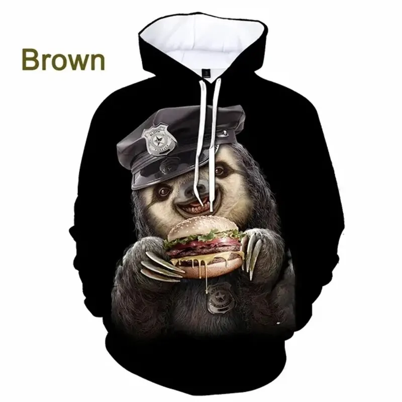 Sudadera con capucha con estampado 3D de animales perezosos para hombre, sudadera informal de gran tamaño, sudadera con capucha de manga larga para hombre y mujer, ropa de calle