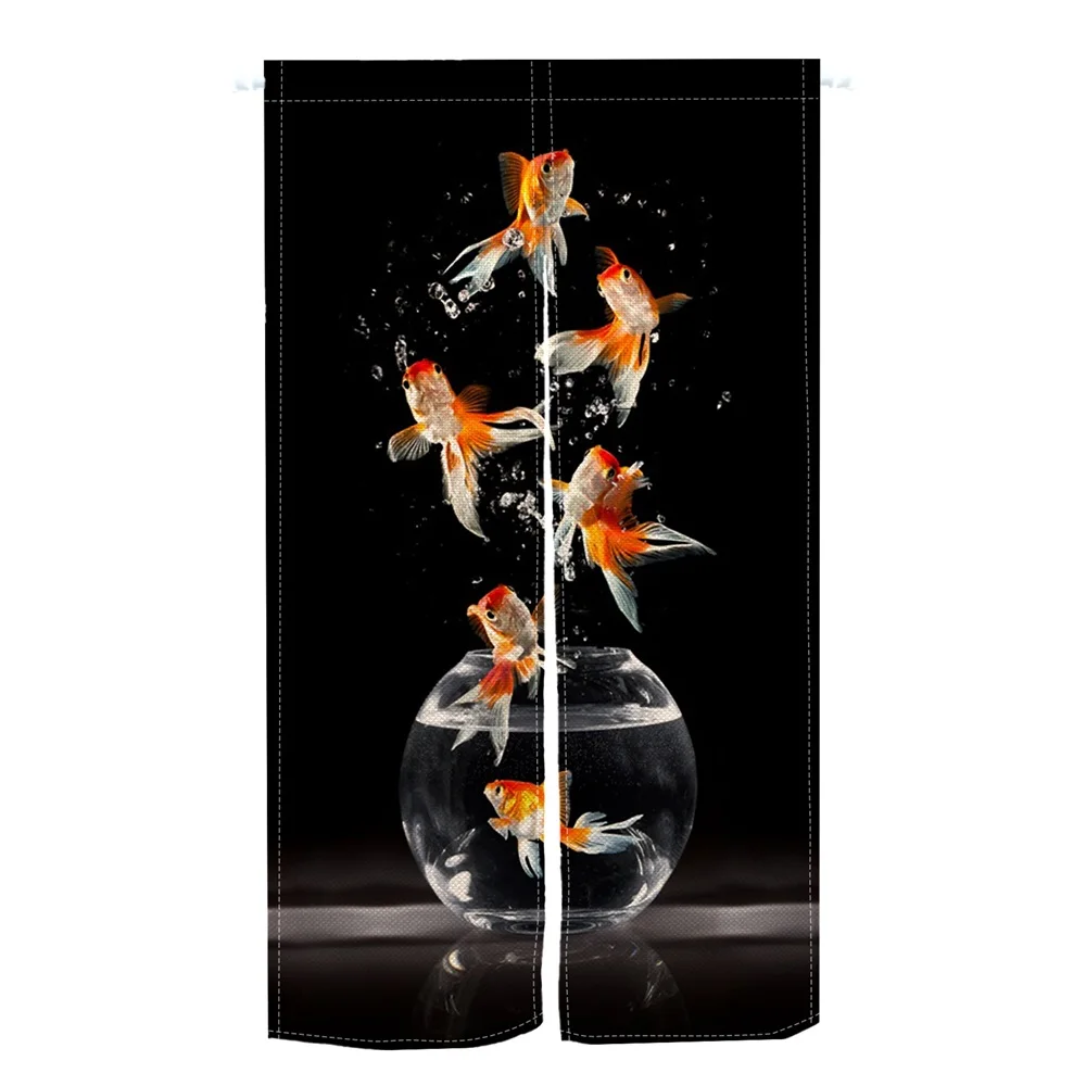 Japanese Creative Koi Split Door Curtain Half Curtain Kitchen Entrance Hanging Curtain Noren Fengshui Curtain Door Decoration 5