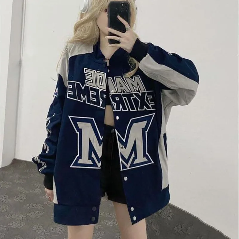 Y2k Vintage High Street Racer Biker Jacket New Cardigan For Women Hip Hop Aviator Bomber Jacket Harajuku Fashion Fermale Blazer часы street racer в строгом прямоугольном корпусе