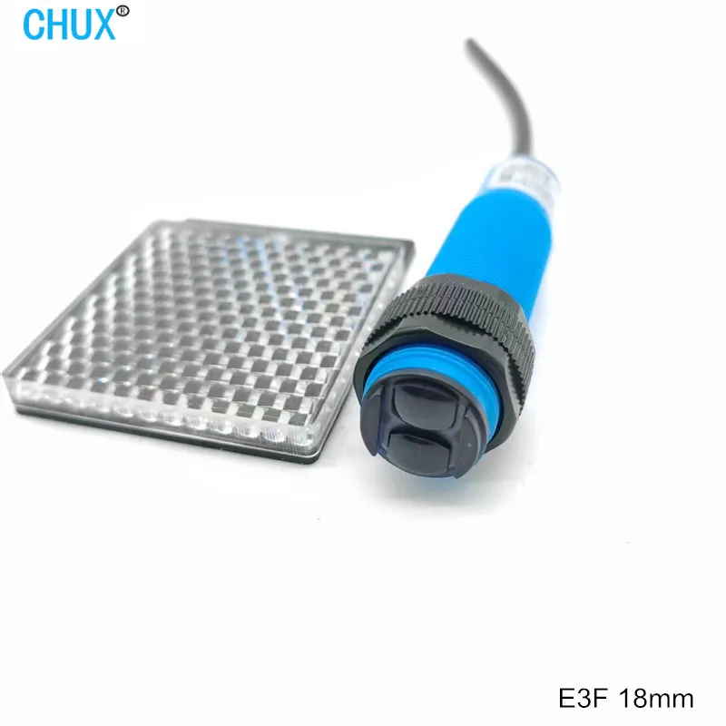 

CHUX M18 Optical Reflection Photoelectric Proximity Sensor Switch 2m Detect distance E3F Infrared With TD-08 reflect Mirror