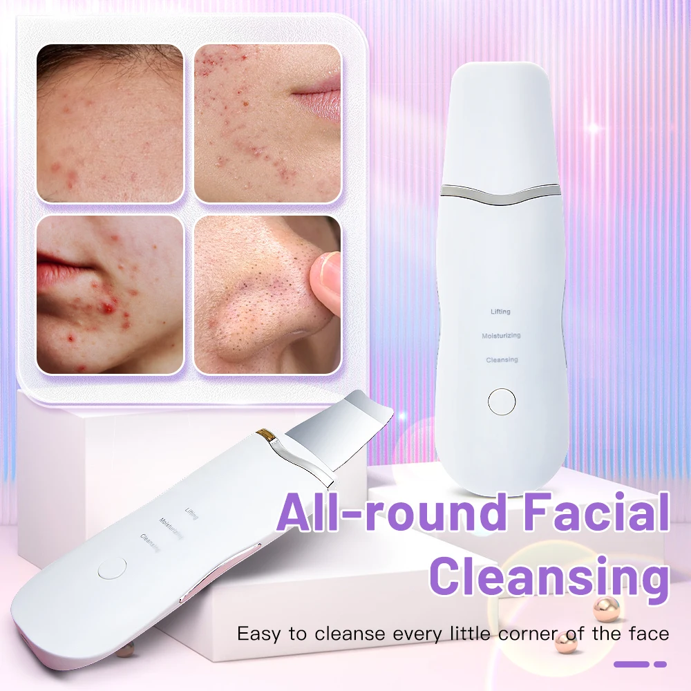 Facial Cleaner Facial Scrubber Blackhead Remover Ultrasonic Electric Skin Scrubber Deep Face Cleaning Peeling Shovel Pore Cleaner Lifting
