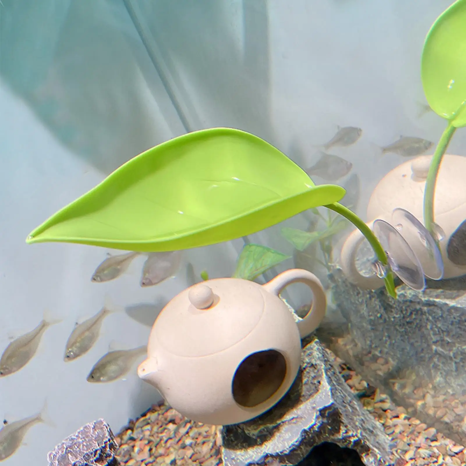 3pc Frog Habitat Leaf Suction Cup Reptile Basking Area Resting Terrace Suction Cups Tank Accessories Simulated Leaves For Geckos