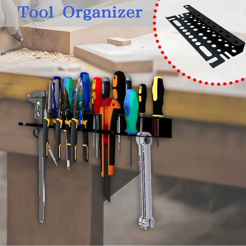 Wall Mounted Screwdriver Organizer Pliers Holder Hammer Rack Wrench Holder Hand Tool Storage Organizer for Workshop Shed Garage