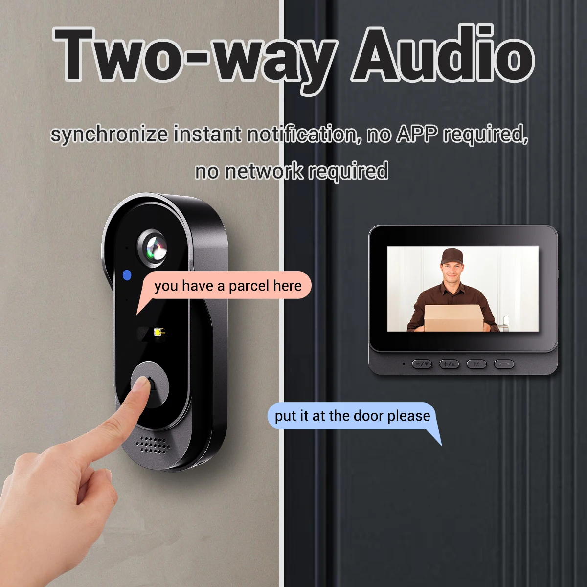 X8 2.4G WiFi Video Doorbell Video Intercom 4.3 Inch Home Security Smart Door Bell Intercom IR Night Vision Smart Eye Peephole