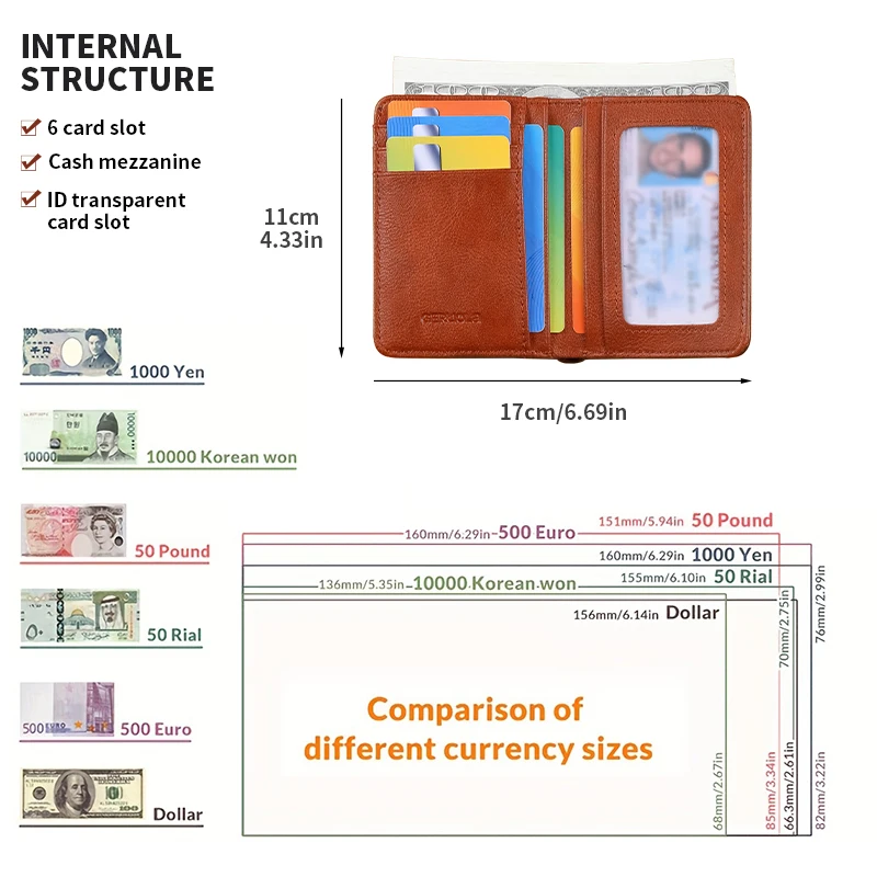 Men's Ultra-Thin Genuine Leather Wallet with RFID Protection - Perfect Valentine's Day Gift