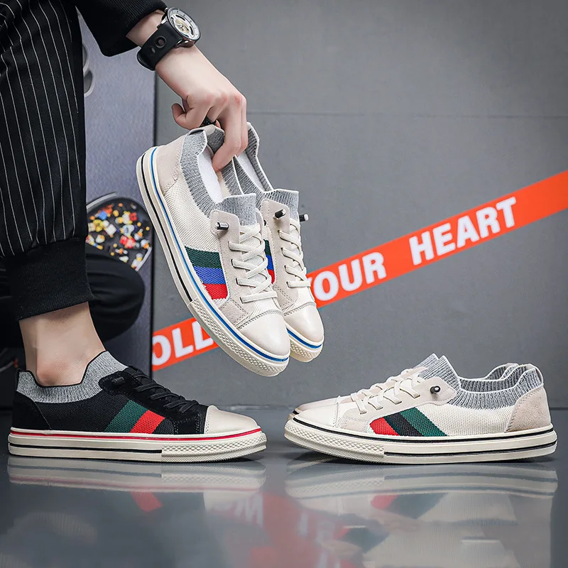 

Men Casual Shoes Summer Breathable Thin Mesh Mesh Mens Flats Low-top Trend All-Match Canvas One Pedal Men Sneakers