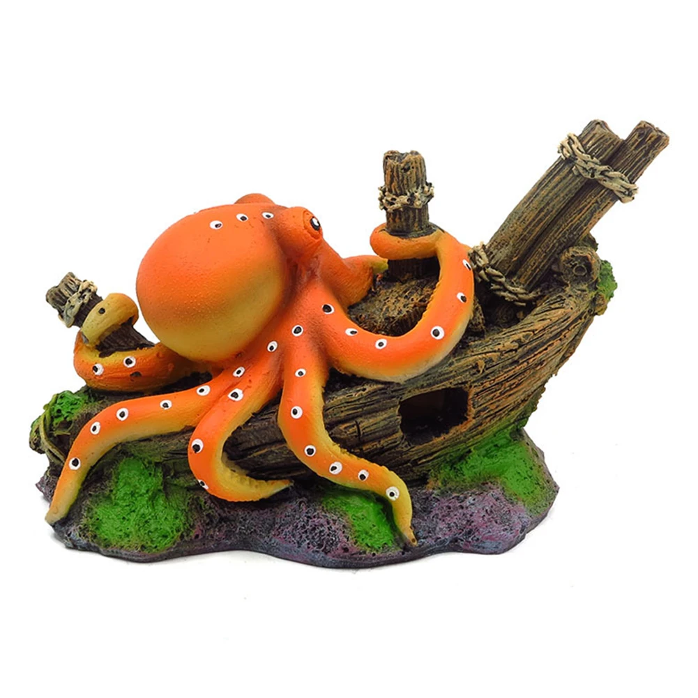Title 3, Artificial Sink Boat Octopus Aquarium Decoratio...