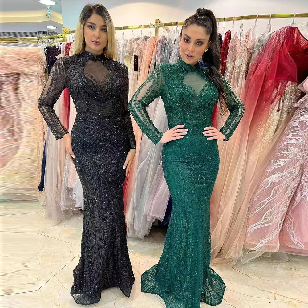 Single Sleeve High Slit Party Dress Dark Green Satin Prom Dress A Line –  SheerGirl