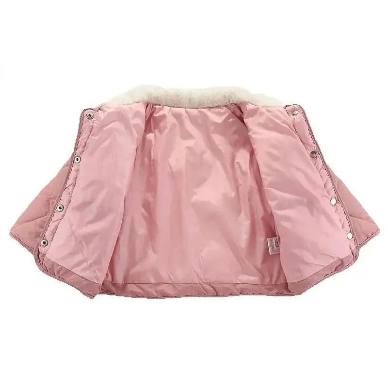 2-6Y Kids Quilted Puffer Jacket with Fleece Collar Toddler Green Warm Winter Coat