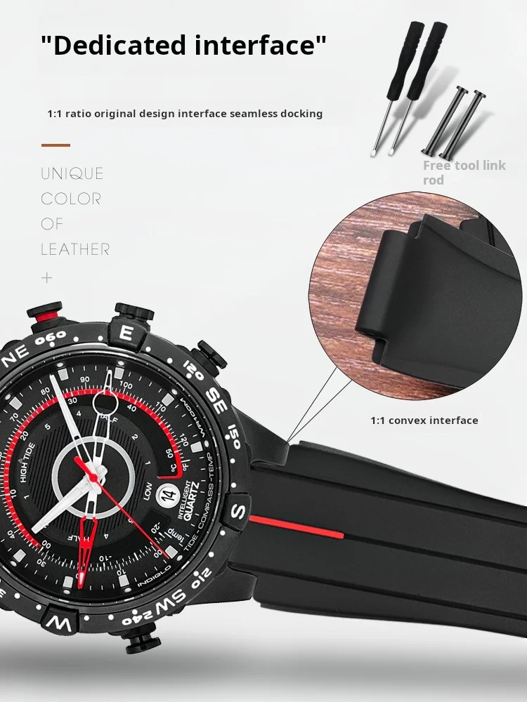 Waterproof Soft Silicone Sports Strap 24-16mm Men's Rubber Watchband