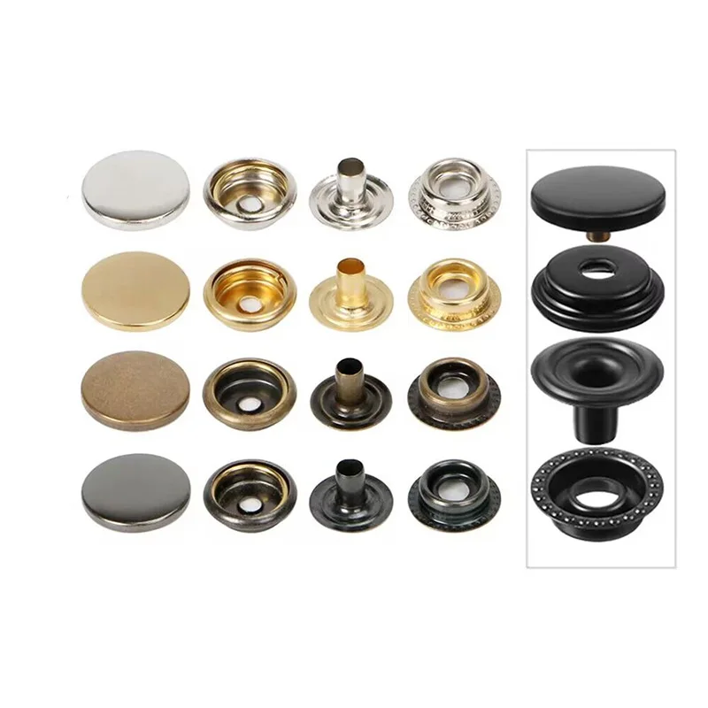 25 Sets Metal Snap Fasteners Snaps Button Press Studs Sewing Button For DIY Clothes Garment Bags Leathercraft #201 #203 6
