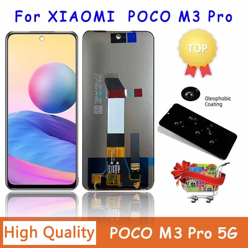 Фото ЖК-дисплей 6,5 дюйма для POCO M3 Pro 5G M2103K19PI, 10 сенсорных экранов, замена для Xiaomi Redmi Note 10 5G M2103K19G M2103K19C, оригинал №1