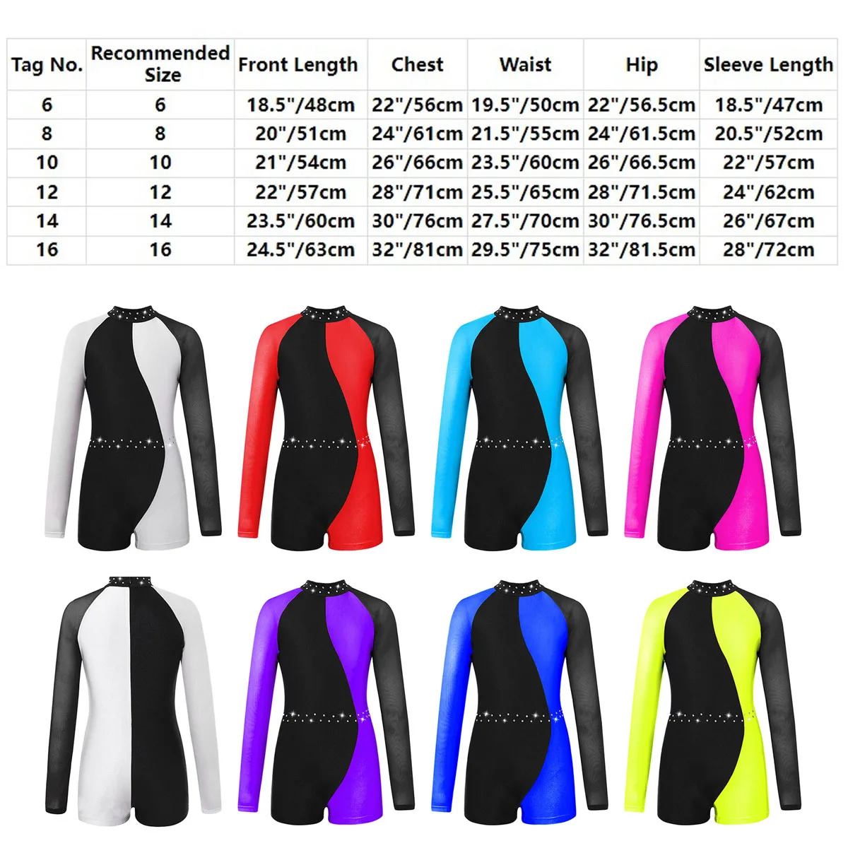 Kids Girls One Sholder Long Sleeve Ballet Gymnastics Leotard Sequins Latin Jazz Dance Shorty Unitard Bodysuit Jumpsuit Costume