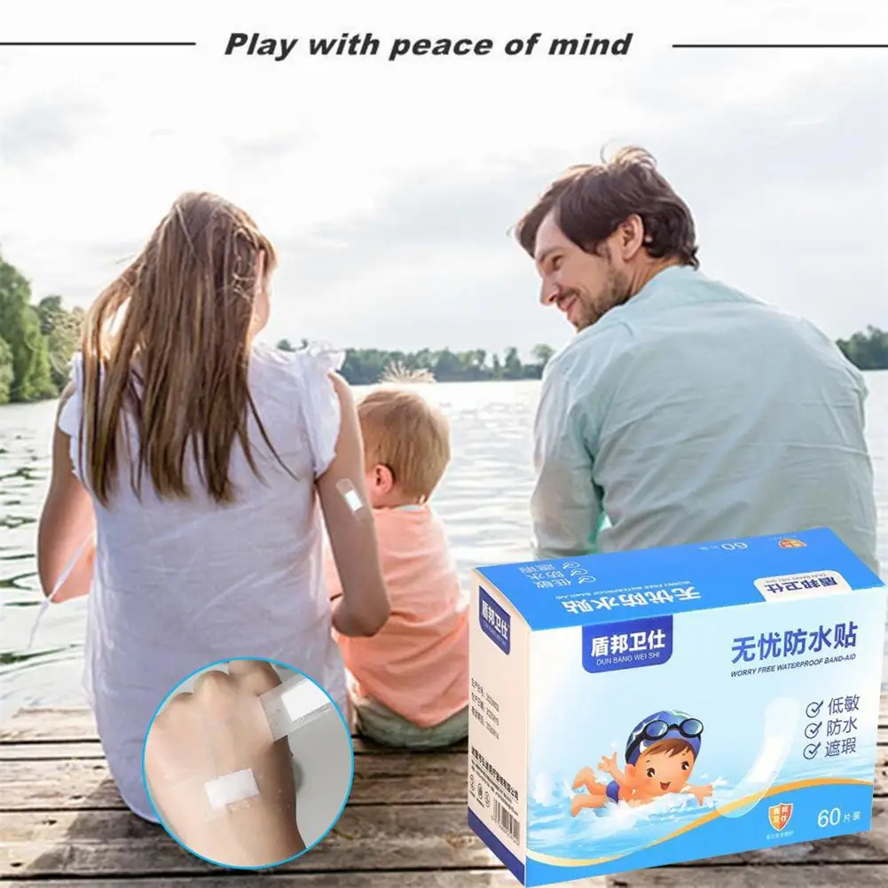 60Sheets/Box 7cm Waterproof Bandage Self-Adhesive Breathable Swimming Bath Shower Patch Transparent Film Dressing Wound Cover
