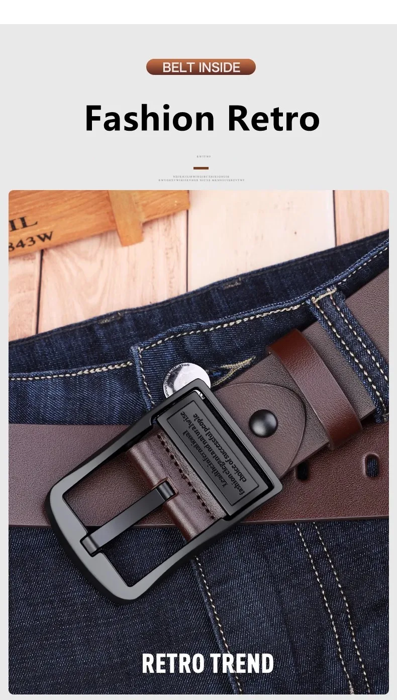 Neue Leder Rindsleder herren Gürtel Mode Metall Legierung Pin Schnalle Erwachsene Luxus Marke Jeans Business Casual Taille Männlich Strap Marke – Detail 1