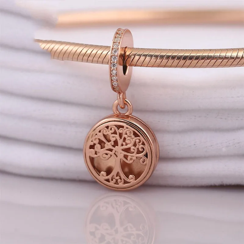 새로운  로즈 골드 꽃 참 레이 925 체인 비즈 맞는 오리지널 팔찌 액세서리 DIY 쥬얼리 여성 사랑