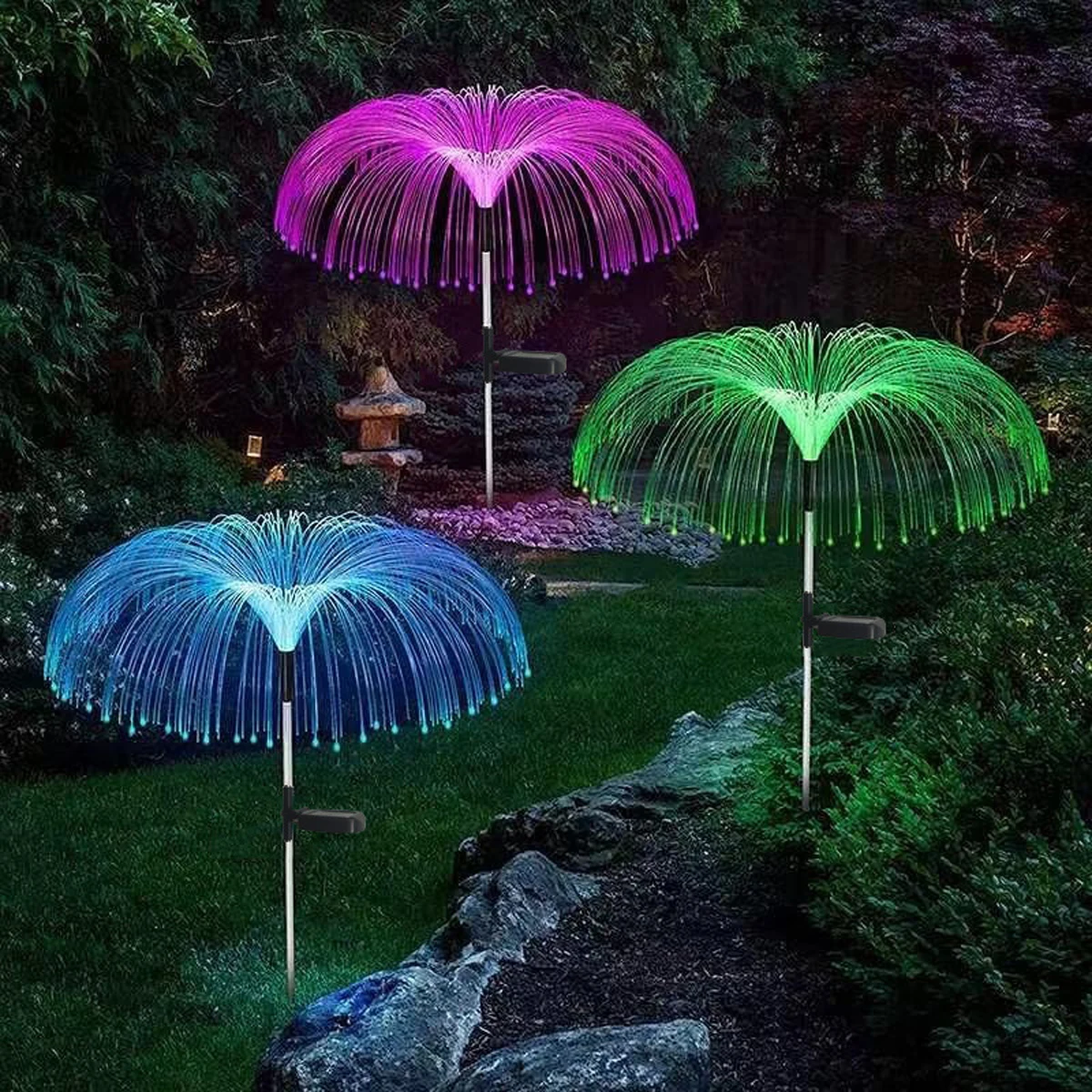 Solar LED Lights Outdoor Garden Decor Lawn 7 Color Change Waterproof Patio Yard Pathway Decor Solar Flowers Lamp