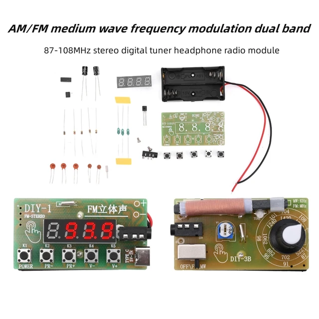 AM/FM medium wave frequency modulation two band 87-108MHz stereo digital tuner headphone radio module kit DIY production