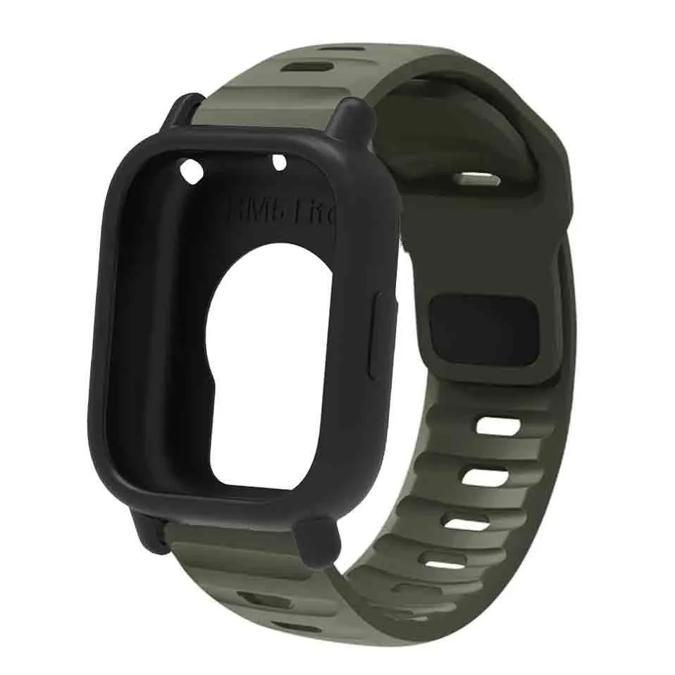 Silicone Strap & Bumper Cover for Smartwatch - Sporty Replacement Wristband Protector