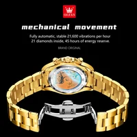 OLEVS Luxury Automatic Mechanical Men Watch Moon Phase Diamond Dial Waterproof Man Wristwatch Fashion Luminous Calendar Week - Image 5