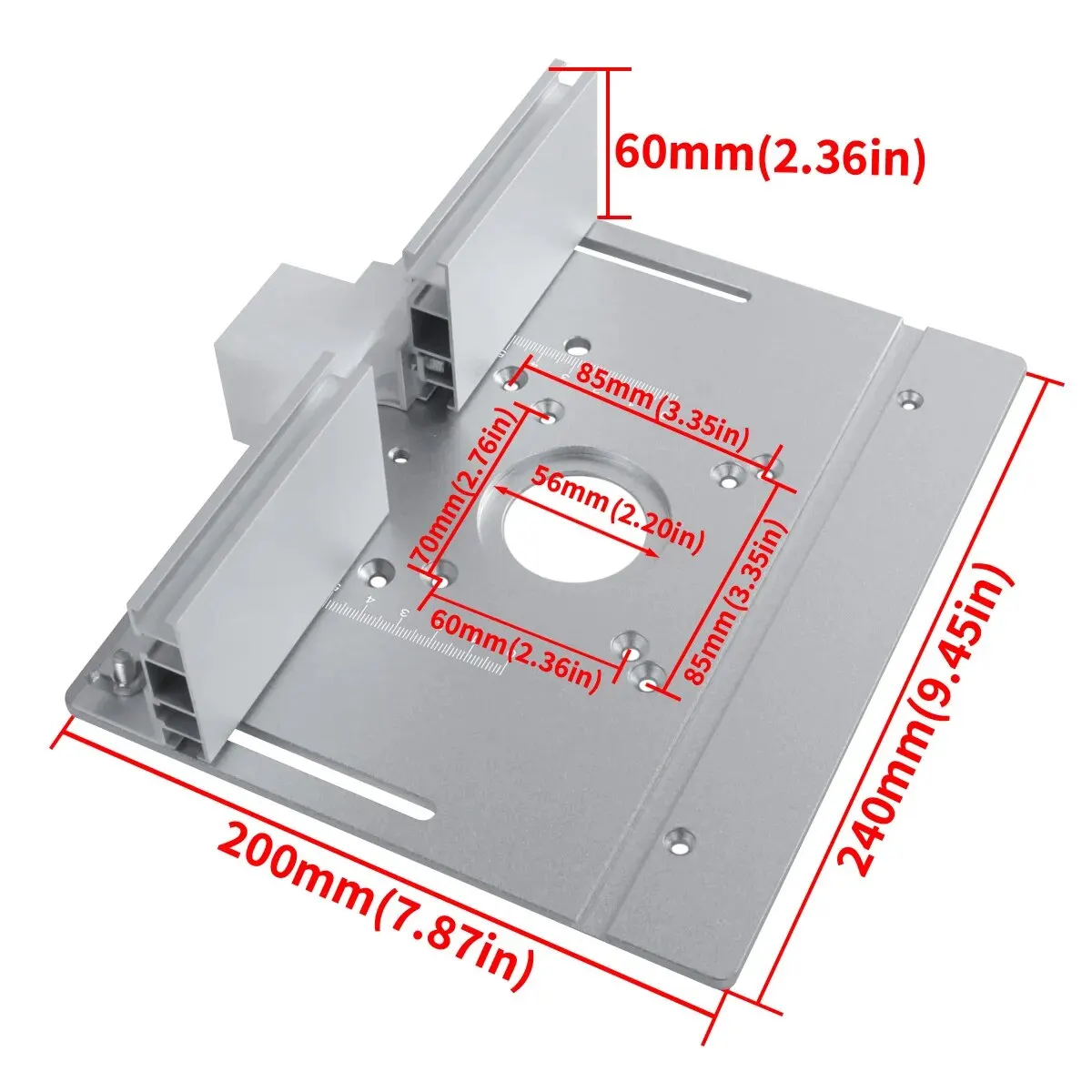 Piastra di inserimento del tavolo del Router di alluminio multifunzionale piastra di vibrazione del Router di legno elettrico per la lavorazione del legno per la piastra del Router dei banchi di lavoro